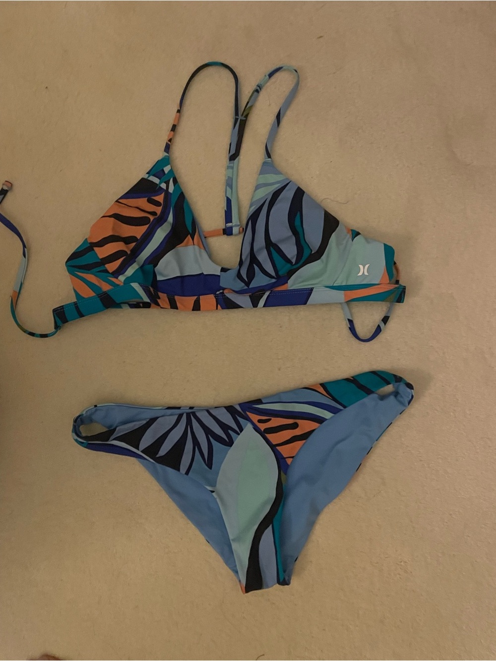 Hurley Blue Multi Tropical Print Triangle Bikini